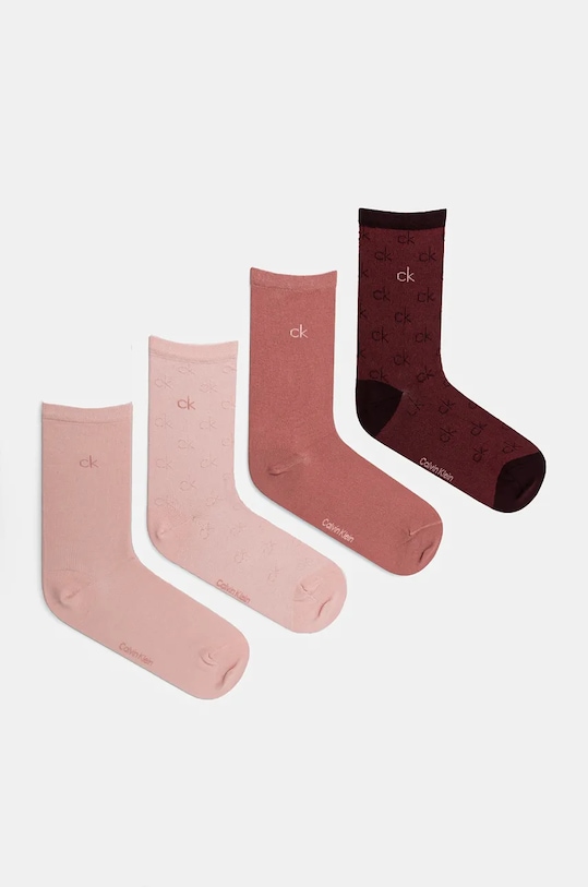 Calvin Klein skarpetki 4-pack wzorzyste różowy 701229441