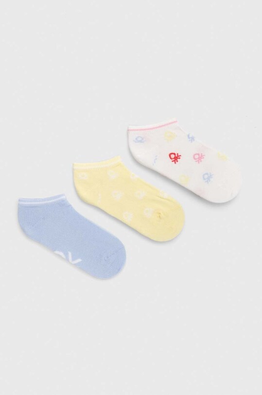 United Colors of Benetton skarpetki dziecięce 3-pack skarpetki krótkie żółty 6AO307032.G.Seasonal