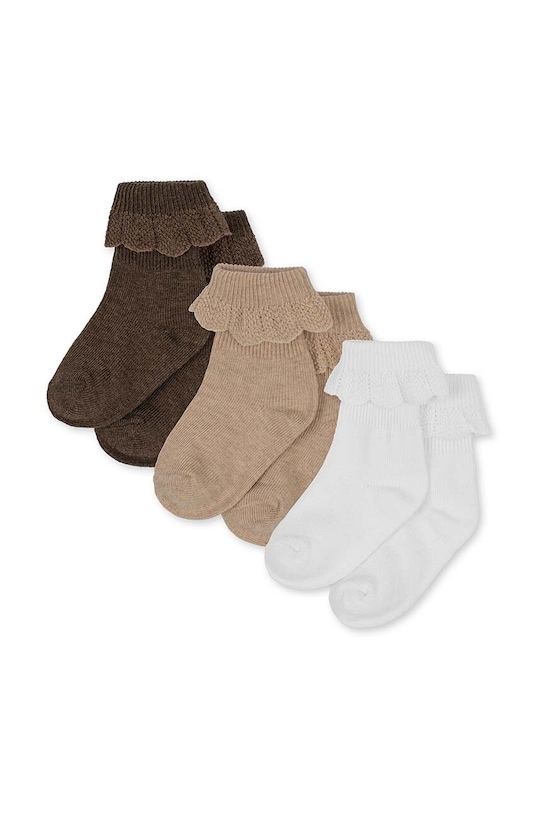 Konges Sløjd skarpetki dziecięce 3-pack skarpetki długie beżowy KS100033
