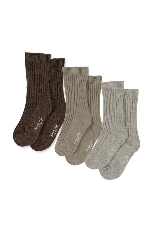 Konges Sløjd skarpetki dziecięce 3-pack skarpetki długie brązowy KS100039