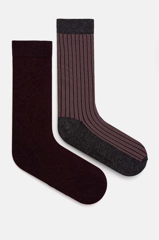 Ponožky Calvin Klein 2-pack dlouhé ponožky burgundské 701229437