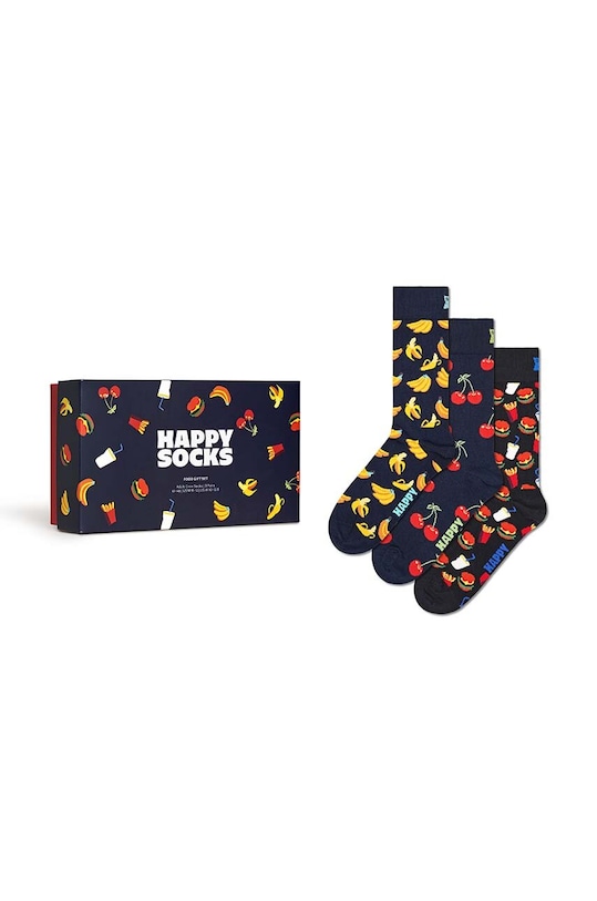 Ponožky Happy Socks Gift Box Food 3-pack dlouhé ponožky námořnická modř P000695