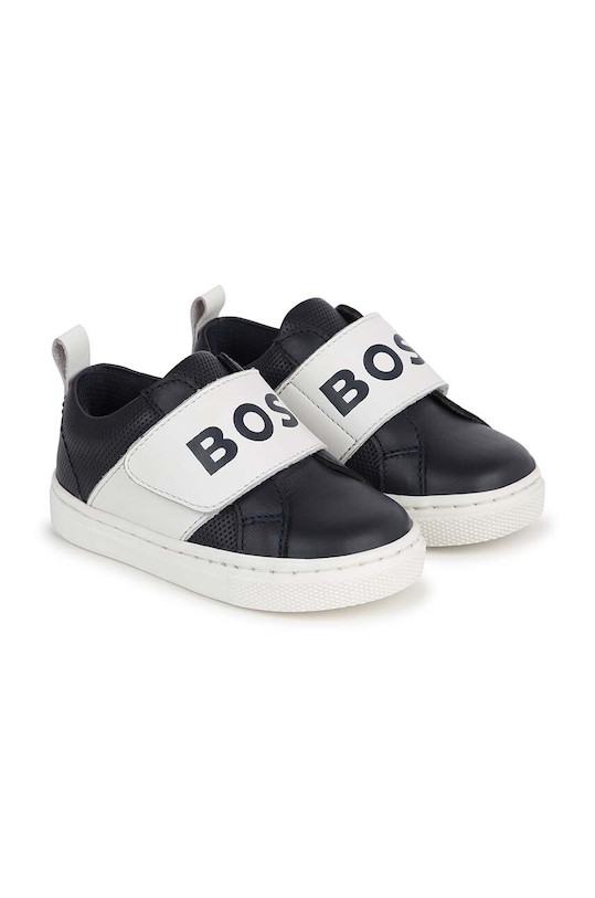 Dětské kožené sneakers boty BOSS nízký námořnická modř J50870.22.30