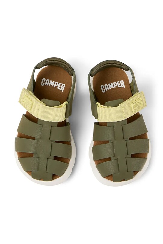 Дитячі шкіряні сандалі Camper зелений K800489.K.