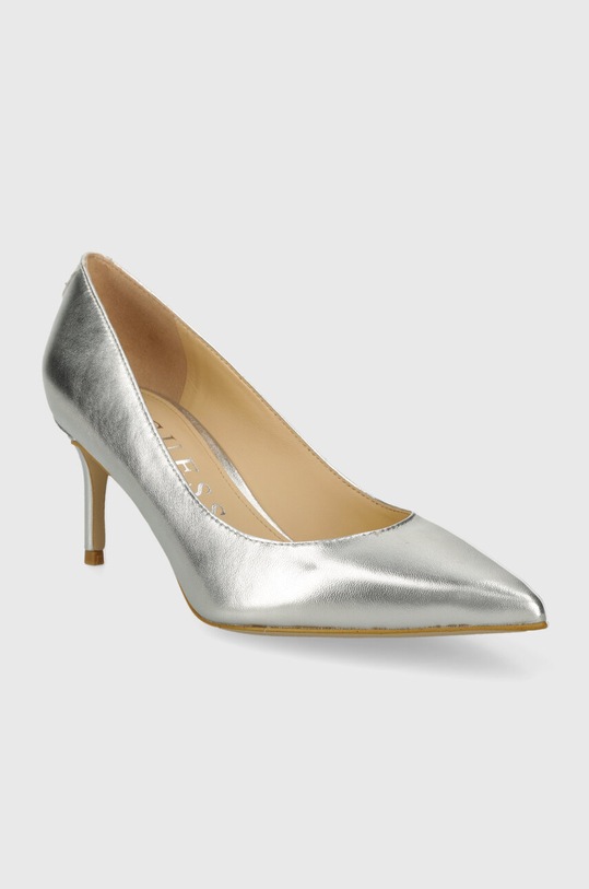 Kožené lodičky Guess BRAVO4 FLPBV4.LEM08.SILVE strieborná SS24