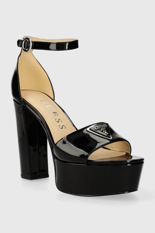 Guess sandały skórzane SETON FLPSET.PAT03.BLACK czarny SS24