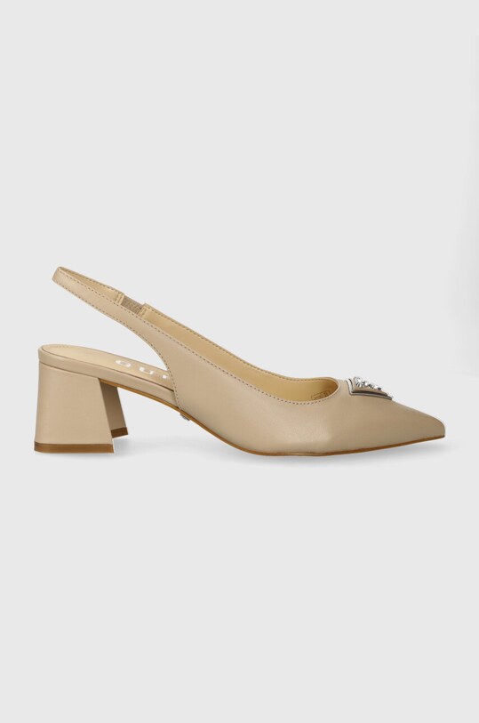Guess pantofi de piele ZANDA calcai expus bej FLPZAN.LEA05.TAUPE