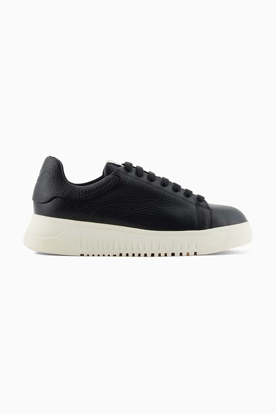 Kožené sneakers boty Emporio Armani plochá černá X3X024.XF768.00002