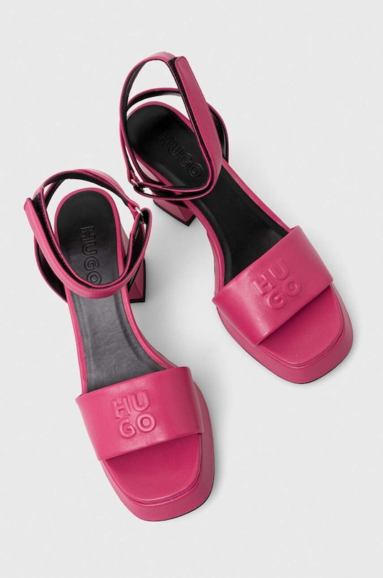 Kožené sandále HUGO Vicky ružová 50513175.670