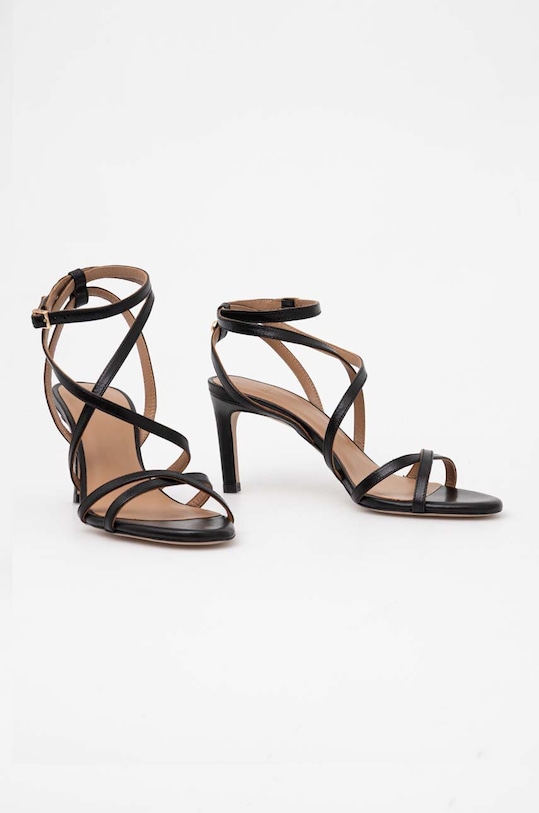 BOSS sandale de piele Janet 50512942.001 negru SS24