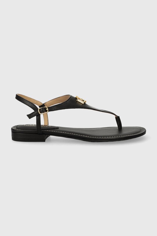 Δερμάτινα σανδάλια Lauren Ralph Lauren Ellington Ozweego Ellington φλατ μαύρο 802940593001.001