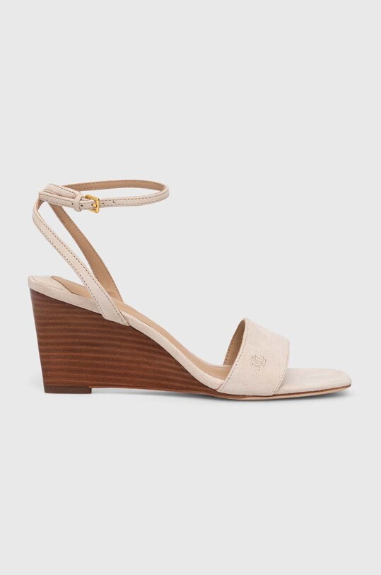 Lauren Ralph sandali in camoscio Katherine zeppa beige 802920416003.250
