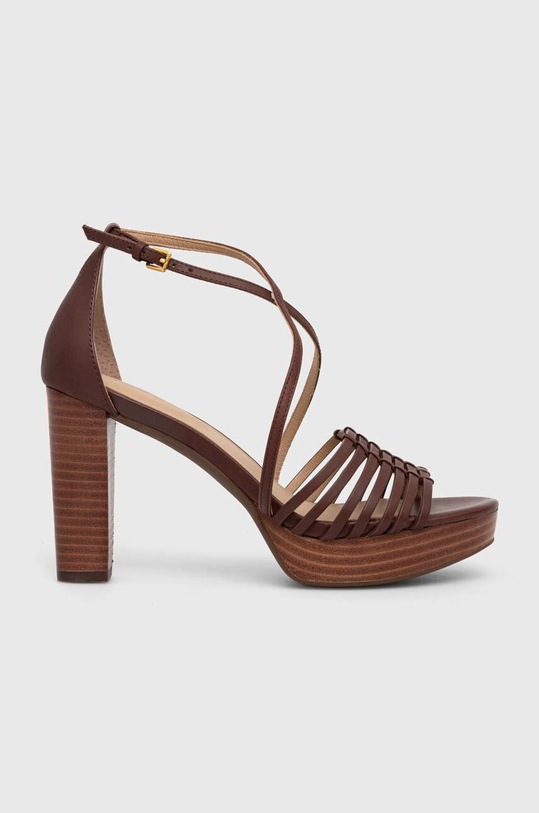 Lauren Ralph Lauren sandały skórzane Shelby słupek brązowy 802920433001.200