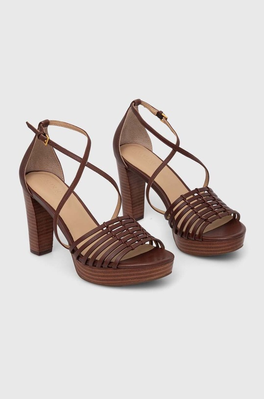 Lauren Ralph Lauren sandały skórzane Shelby 802920433001.200 brązowy SS24