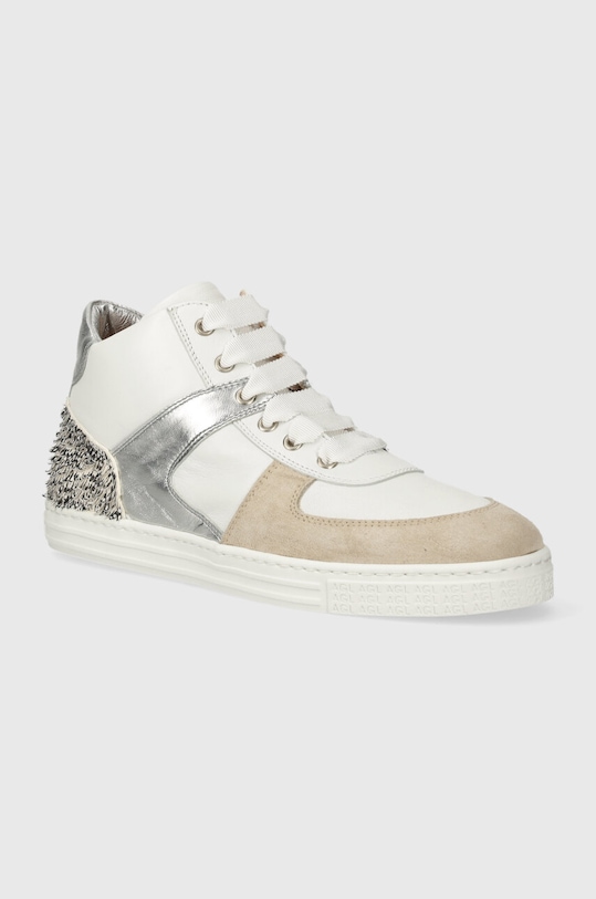 AGL sneakersy skórzane ILENIA skóra zamszowa biały D936132PGKT096G226