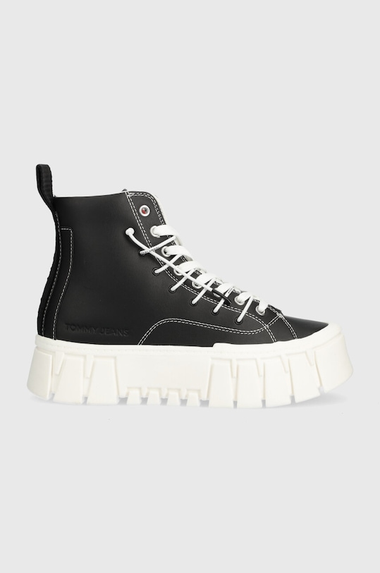 Tommy Jeans tenisi de piele TJW PLATFORM MC platformă negru EN0EN02498