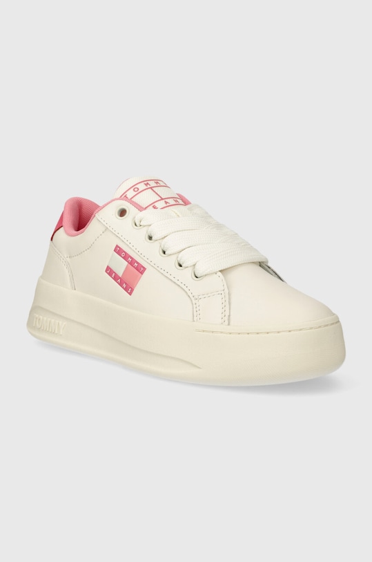 Tommy Jeans sneakersy skórzane TJW CITY FLATFORM EN0EN02500 beżowy SS24