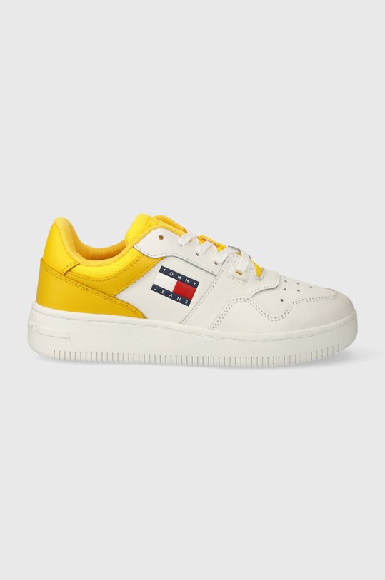 Шкіряні кросівки Tommy Jeans TJW RETRO BASKET ESS пласка жовтий EN0EN02505