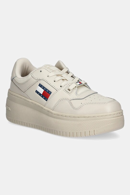 Кроссовки Tommy Jeans TJW RETRO BASKET FLATFORM ESS кожа бежевый EN0EN02506