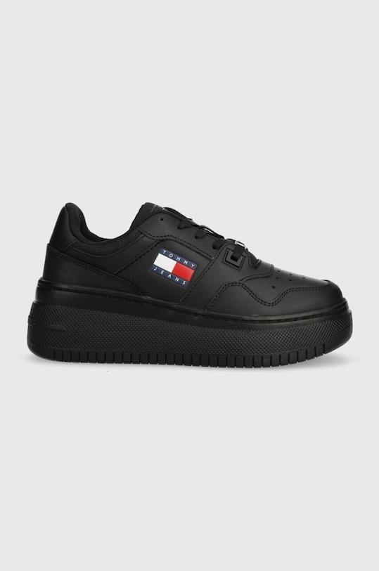 Кроссовки Tommy Jeans TJW RETRO BASKET FLATFORM ESS кожа чёрный EN0EN02506