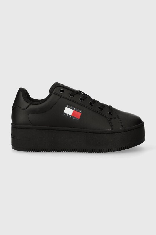 Tommy Jeans sneakersy skórzane TJW FLATFORM ESS platforma czarny EN0EN02518