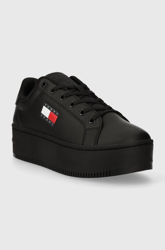 Tommy Jeans sneakersy skórzane TJW FLATFORM ESS EN0EN02518 czarny SS25