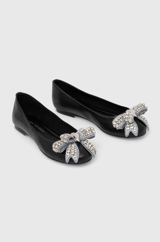 Încălțăminte Kurt Geiger London balerini de piele Bow Ballerina 621300109.BLACK negru
