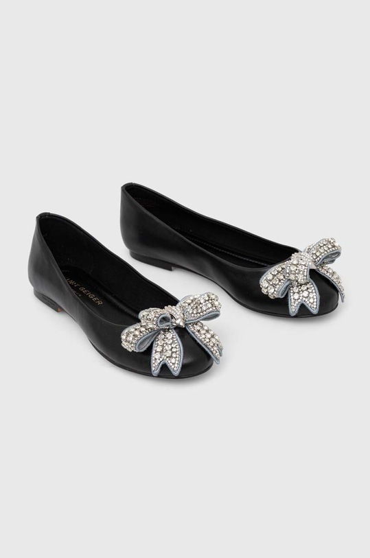 Cipők Kurt Geiger London bőr balerina cipő Bow Ballerina 621300109.BLACK fekete