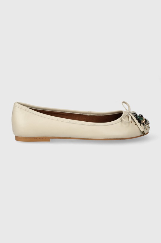 Kurt Geiger London baleriny skórzane Eye Emb Ballerina beżowy 1289041109.BONE