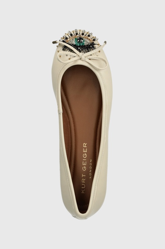 Kurt Geiger London baleriny skórzane Eye Emb Ballerina beżowy 1289041109.BONE