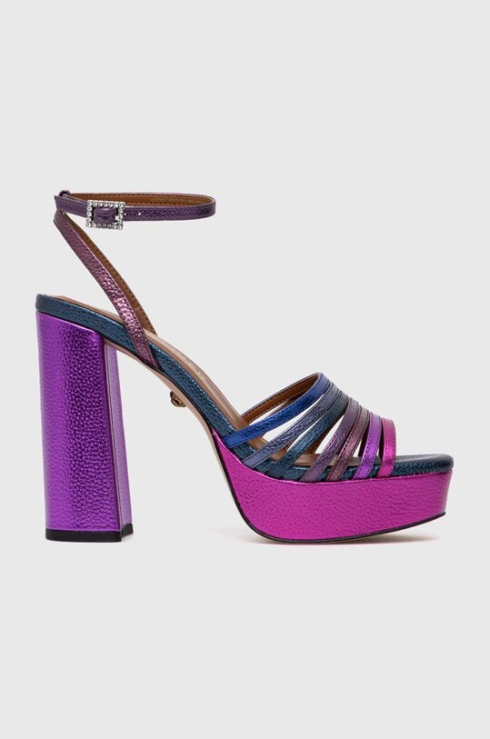 Kurt Geiger London sandały skórzane Pierra Platform Sandal słupek multicolor 8882290109.PURPLE