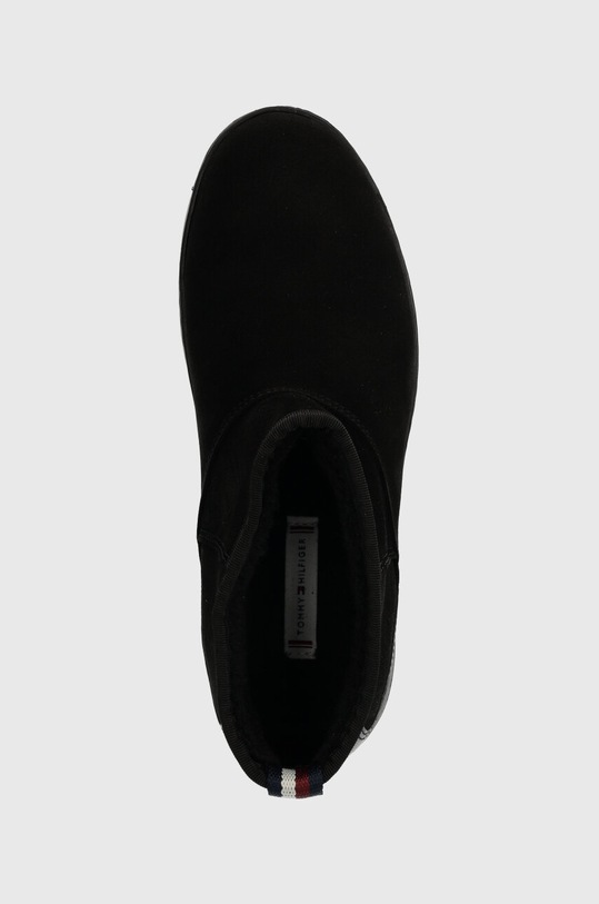 Kožené sněhule Tommy Hilfiger METALLIC SUEDE SNOWBOOT černá FW0FW07850