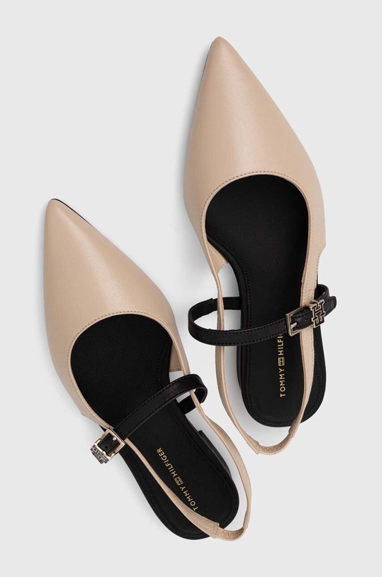 Tommy Hilfiger bőr balerina cipő LEATHER SLING BACK BALLERINA FW0FW07772 bézs SS24