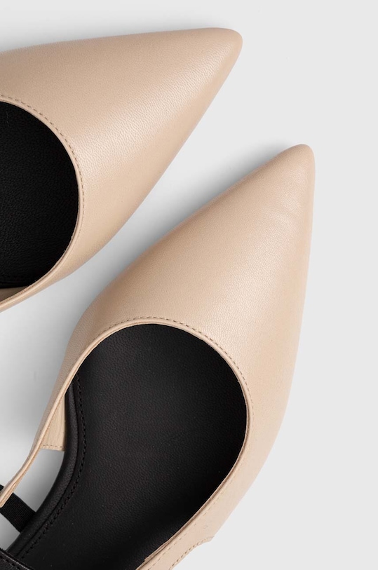 Δερμάτινες μπαλαρίνες Tommy Hilfiger LEATHER SLING BACK BALLERINA FW0FW07772 μπεζ