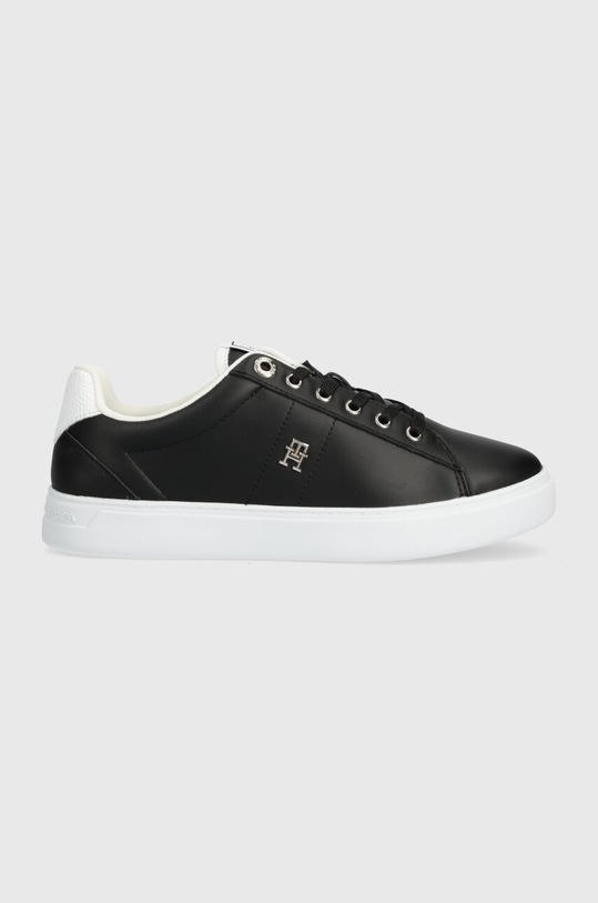 Δερμάτινα αθλητικά παπούτσια Tommy Hilfiger ESSENTIAL ELEVATED COURT SNEAKER φλατ μαύρο FW0FW07685