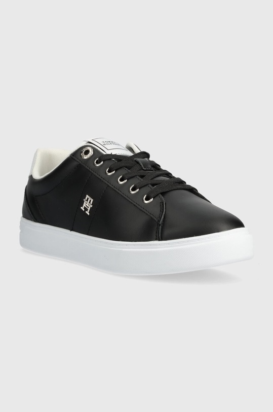 Δερμάτινα αθλητικά παπούτσια Tommy Hilfiger ESSENTIAL ELEVATED COURT SNEAKER FW0FW07685 μαύρο SS24