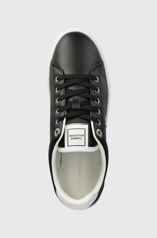 Δερμάτινα αθλητικά παπούτσια Tommy Hilfiger ESSENTIAL ELEVATED COURT SNEAKER μαύρο FW0FW07685