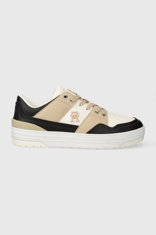 Kožené tenisky Tommy Hilfiger TH BASKET SNEAKER LO plochá béžová FW0FW07756