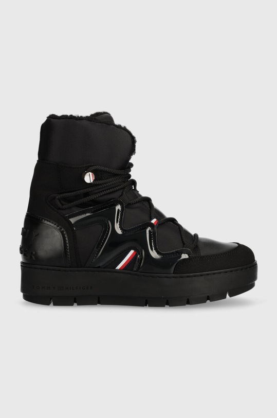 Tommy Hilfiger hócipő PATENT SNOWBOOT szintetikus bőr fekete FW0FW07852