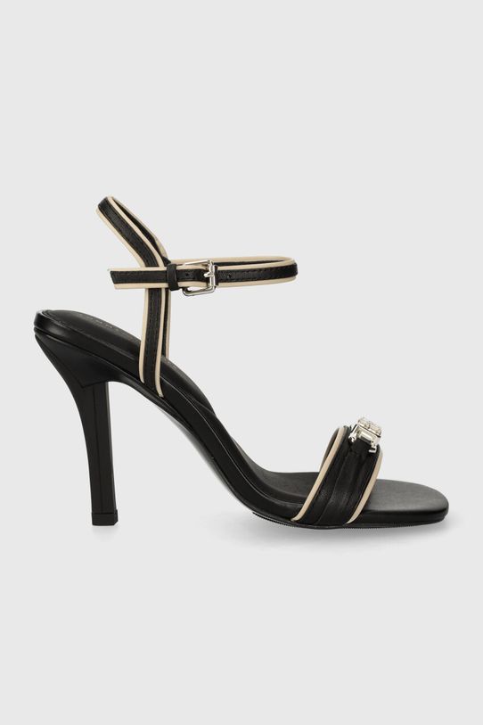 Tommy Hilfiger sandały skórzane TH HARDWARE HEELED SANDAL pozostałe czarny FW0FW07796