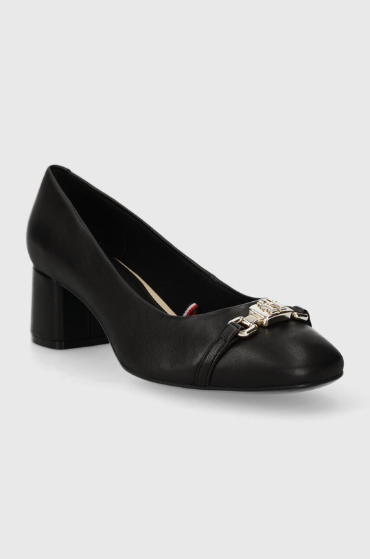 Tommy Hilfiger czółenka skórzane TH HARDWARE MID BLOCKY PUMP FW0FW07764 czarny SS24