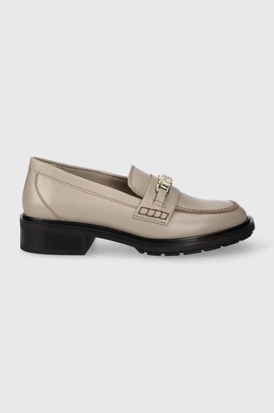 Tommy Hilfiger mokasyny skórzane TH HARDWARE LOAFER płaski beżowy FW0FW07765