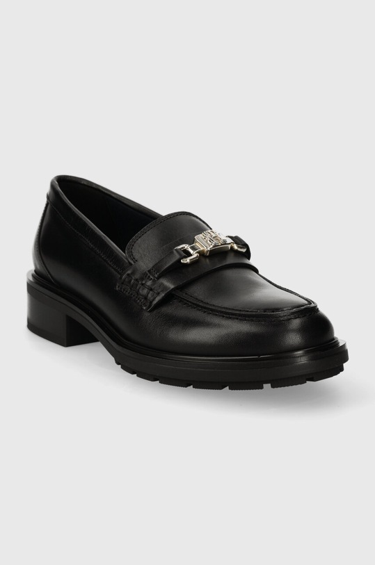 Tommy Hilfiger mocasini de piele TH HARDWARE LOAFER FW0FW07765 negru SS24