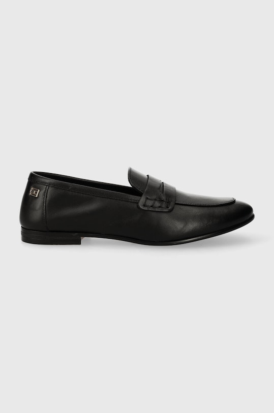 Kožne mokasinke Tommy Hilfiger ESSENTIAL LEATHER LOAFER ravna crna FW0FW07769