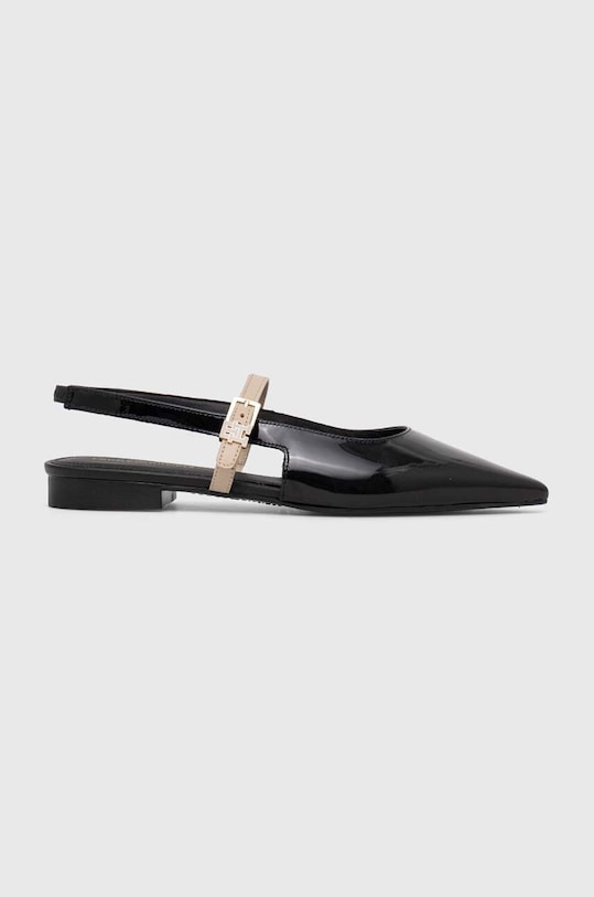 Kožne balerinke Tommy Hilfiger PATENT SLING BACK BALLERINA otkrivena peta crna FW0FW07839