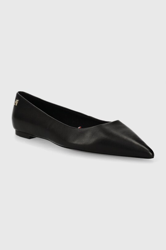 Шкіряні балетки Tommy Hilfiger ESSENTIAL POINTED BALLERINA FW0FW07863 чорний SS24