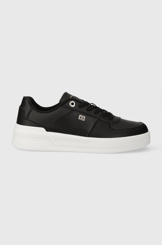 Kožené tenisky Tommy Hilfiger ESSENTIAL BASKET SNEAKER plochá čierna FW0FW07684