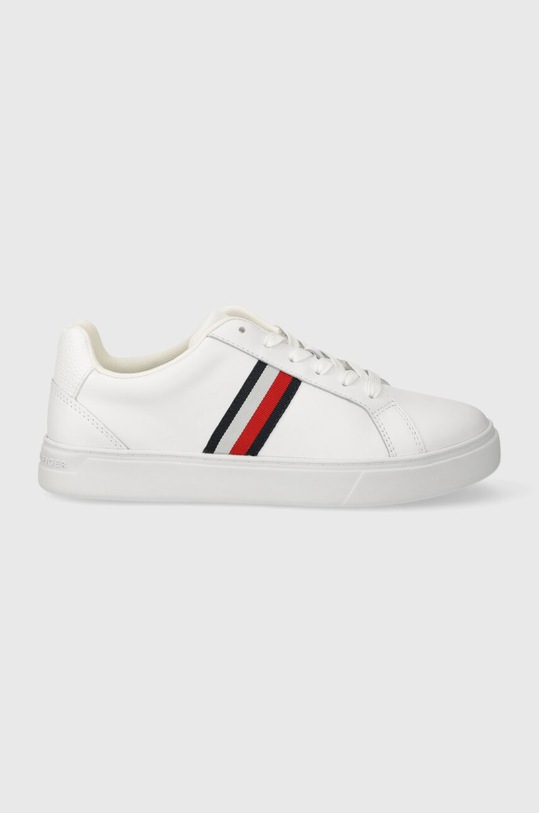 Δερμάτινα αθλητικά παπούτσια Tommy Hilfiger ESSENTIAL COURT SNEAKER STRIPES φλατ λευκό FW0FW07779