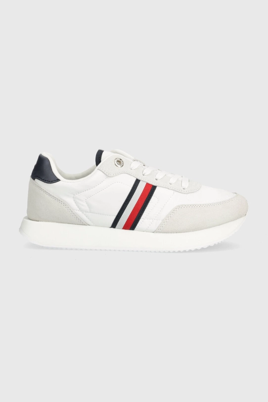 Tommy Hilfiger sneakersy ESSENTIAL RUNNER GLOBAL STRIPES skóra zamszowa biały FW0FW07831