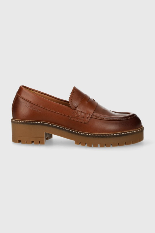 Barbour mokasyny skórzane Norma platforma brązowy LFO0672TA51